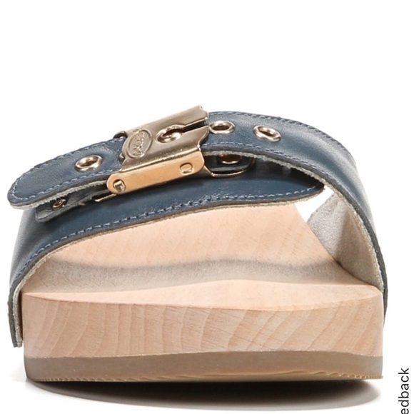 Dr Scholls Original Collection size 7 (38) Wood Clog Sandal in Blue Leather - Picture 4 of 13